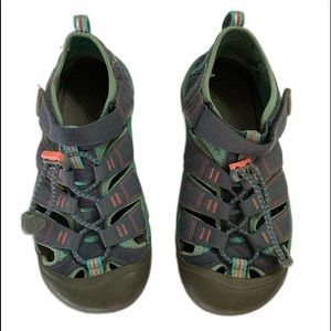 Keen Youth Newport H2 SZ 2 Waterproof Blue/Green Water Hiking Walking Shoe